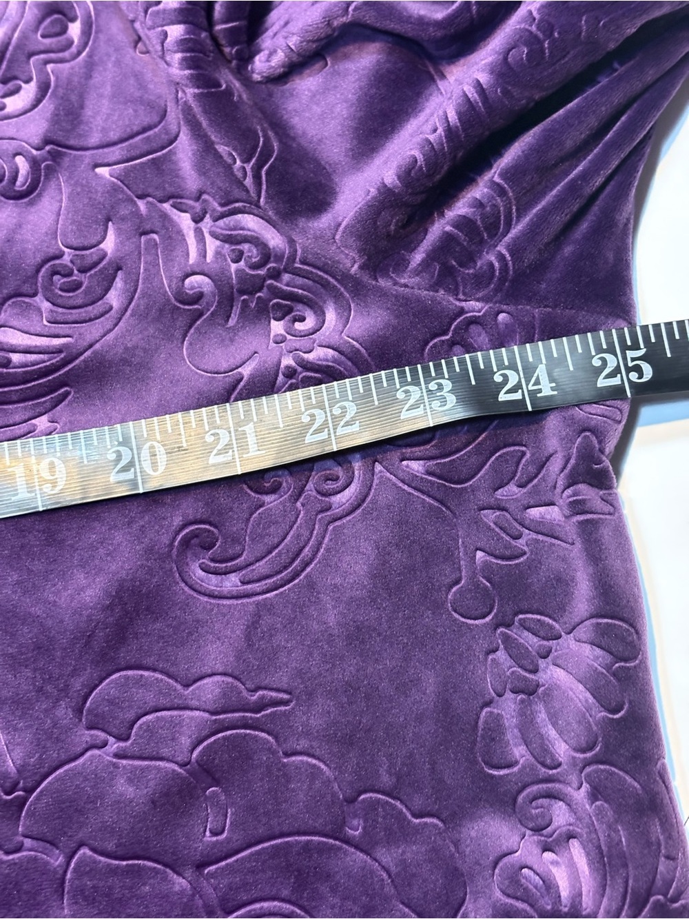 Miss Elaine dark purple embossed fleece zip-front lounge jacket xl - Picture 10 of 13
